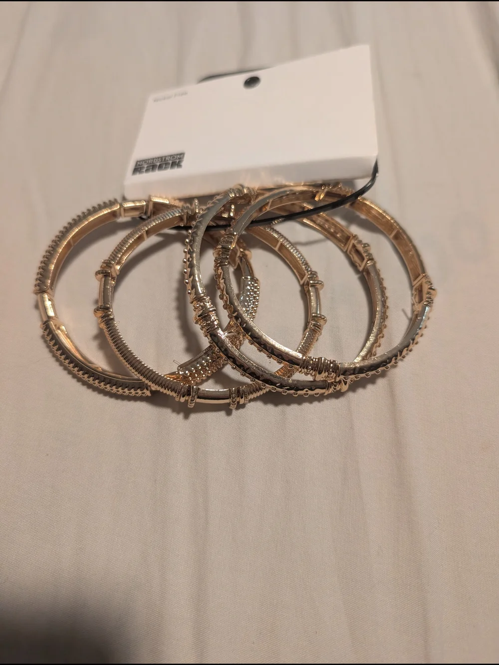 Nordstrom Rack Gold-Tone Textured Bangle Bracelet Set - Women Jewelry